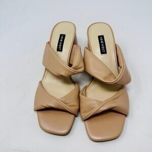 Nine West Nude Block Heel Knotted Sandals Size 7M